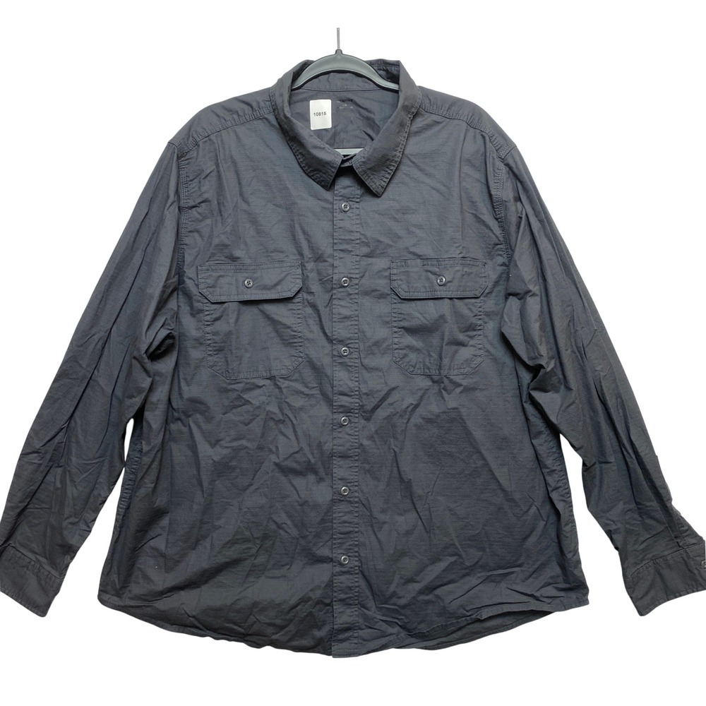 Brahma Shirt Mens 2XL Gray Ripstop Long Sleeve Button Down Utility Work BR351001